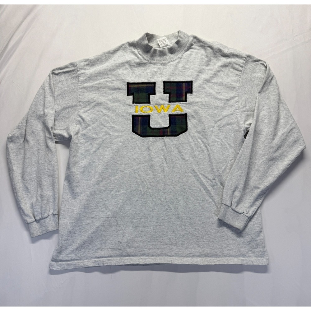 Vintage Iowa Hawkeyes Shirt Mens XL Heather Gray‎ Cotton Deluxe Football NCAA